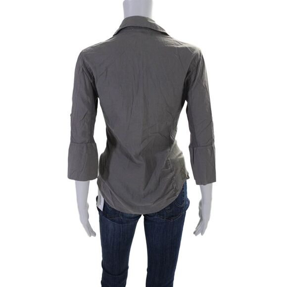 Standard James Perse Womens Button Down Long Sleeves Shirt Gray Cotton Size 2 - Picture 3 of 5